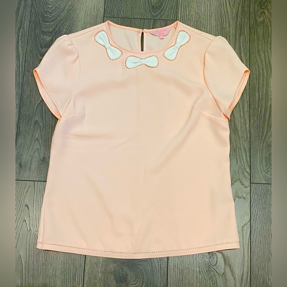 Ted Baker London Bow-Accent Short Sleeve Top Size 1